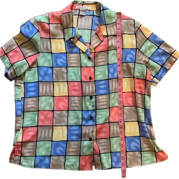 NOTATIONS XL Multicolored Women’s short sleeve blouse shirt - Picture 11 of 14